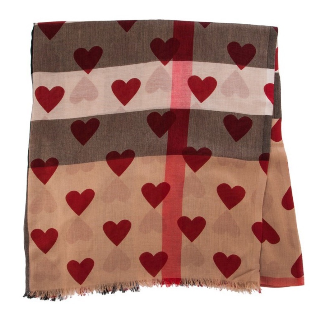 Burberry Heart Overprinted Sheer Scarf 200x90cm